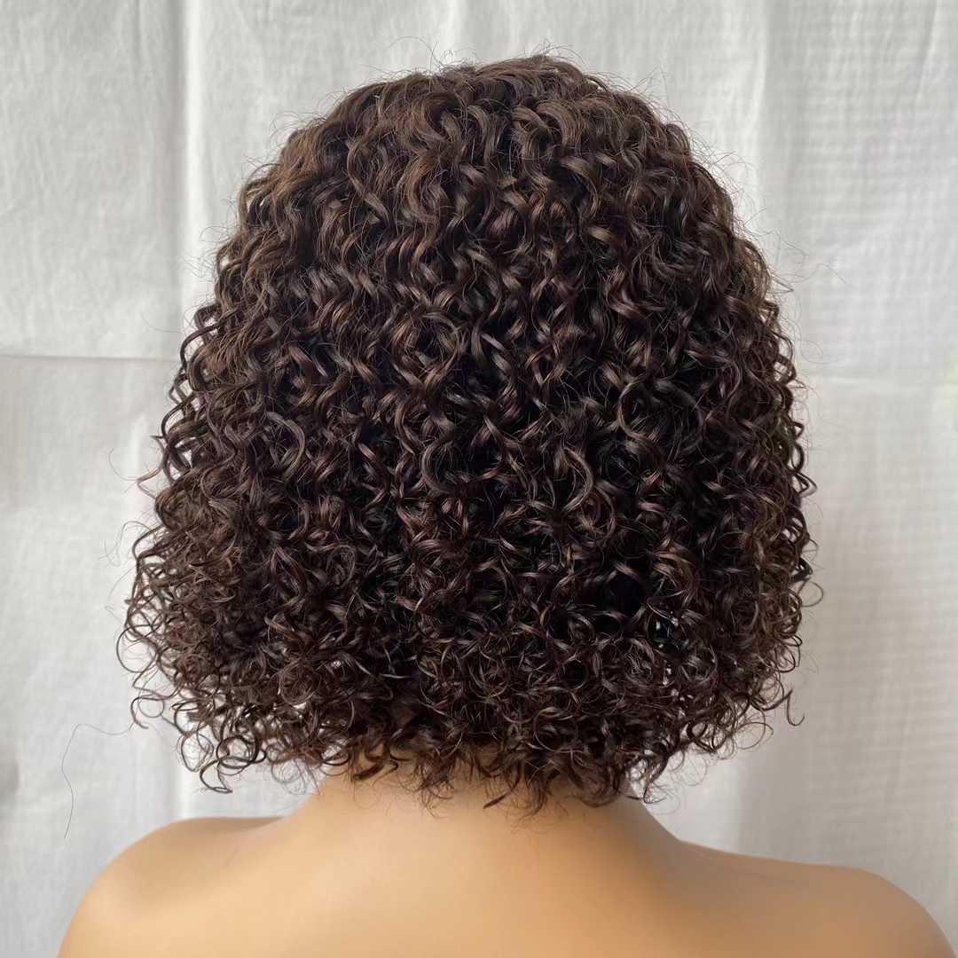 Pixie Cut Short Wigs With Bangs Jerry Curly Deep Water Wave Virgin Brazilian Cuticle Aligned Wig 100% Human Hair Wigs