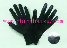 10-gauge black brushed acrylic knit shell latex coated gloves