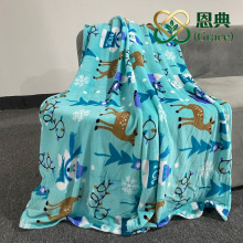 Christmas Snowman & Reindeer Printed Flannel Blanket