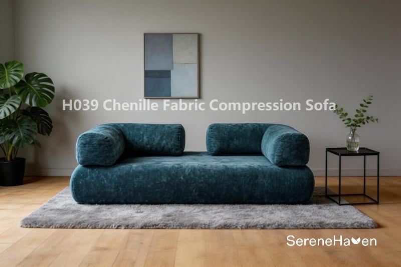 SereneHaven H039 OEKO-TEX Sofa Mampat Fabrik Chenille SereneHaven H039 OEKO-TEX Chenille Fabric Compression Sofa for US UK EU Market