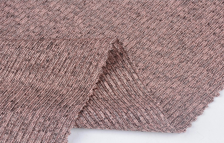 China textiles shinning weft  rib elastic knit fabric stretch composition polyester ribbed spandex fabric clothes