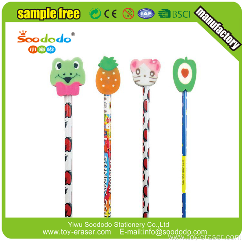 Wholesale Novelty Rubber Cheap Topper Pencil Eraser For Kids