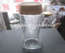 16OZ custom made sqaure shape glass coffee jar with screw plastic lid glass jar for high-end market
