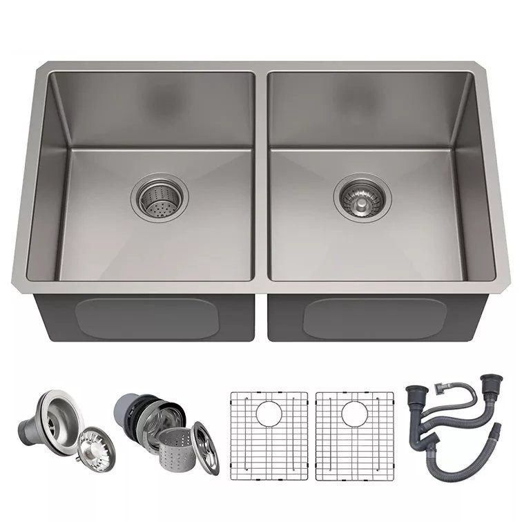 Handmade Under Mount Double Bowl Modern Kitchen Sink