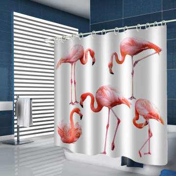 Flamingo Waterproof Shower Curtain Animal Bird Bathroom Decor