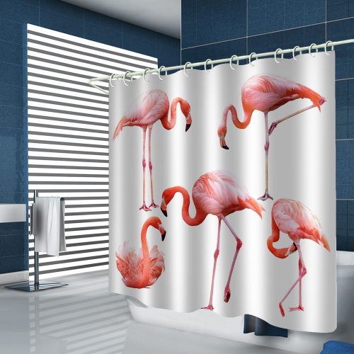 Flamingo Waterproof Shower Curtain Animal Bird Bathroom Decor