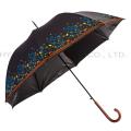 Women's Flower Print Auto Open Straight Umbrella