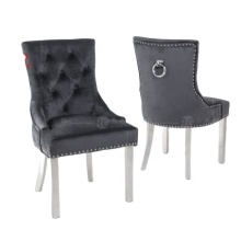 Black Velvet Scoop Back Dining Chairs with Chrome Legs