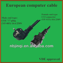European power plug with C13 connector (VDE approved)