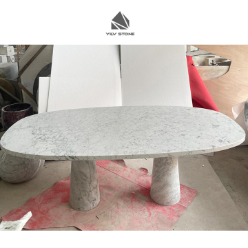 Modern Italian Bianca Carrara White Oval Marble Coffee Table