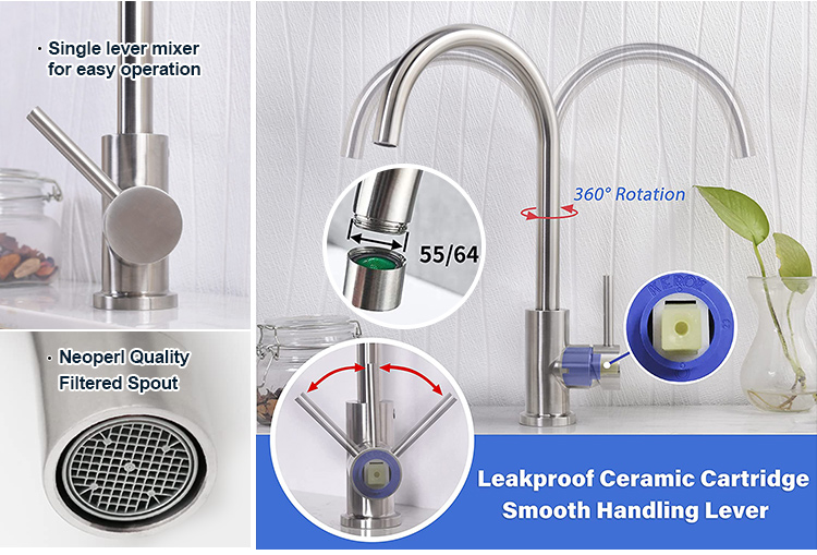 Classic Zinc Copper Luxury Sus304 Pull Out 360 Adjustable Flexible Single Handle Touchless Kitchen Faucet