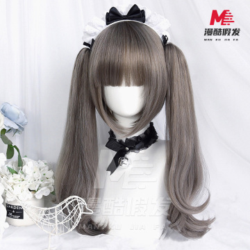 Ekor kuda ganda gaya belah abu-abu linen yang lucu