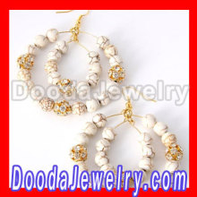 Gold Ivory Bead Rhinestone Basketball Wives Earrings Wholesale?