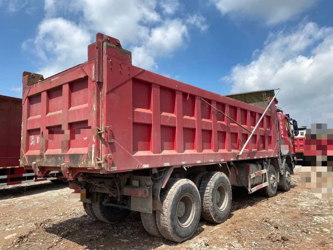 Red LHD Used Saic Hongyan Cenlyon China Heavy Cargo Lorry Dump Trucks 8X4 Tipper Truck for Mining
