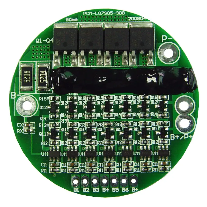 4s~7s 8A Circular PCM BMS for 24V 25.2V 25.9V Li-ion/Lithium/ Li-Polymer 21V 22.4V LiFePO4 Battery Pack Size Φ 50mm (PCM-L07S05-308)