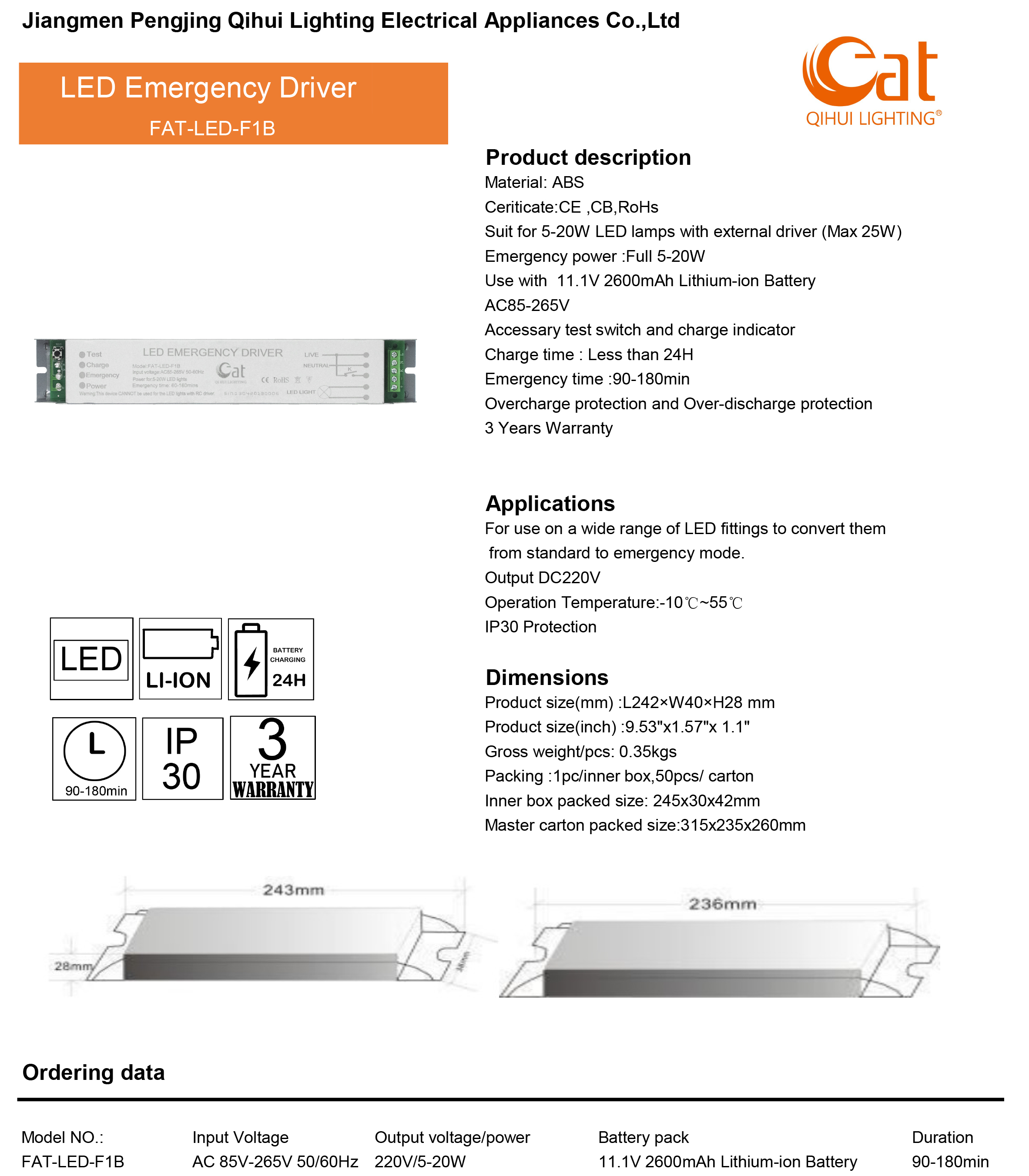 FAT-LED-F1B spec