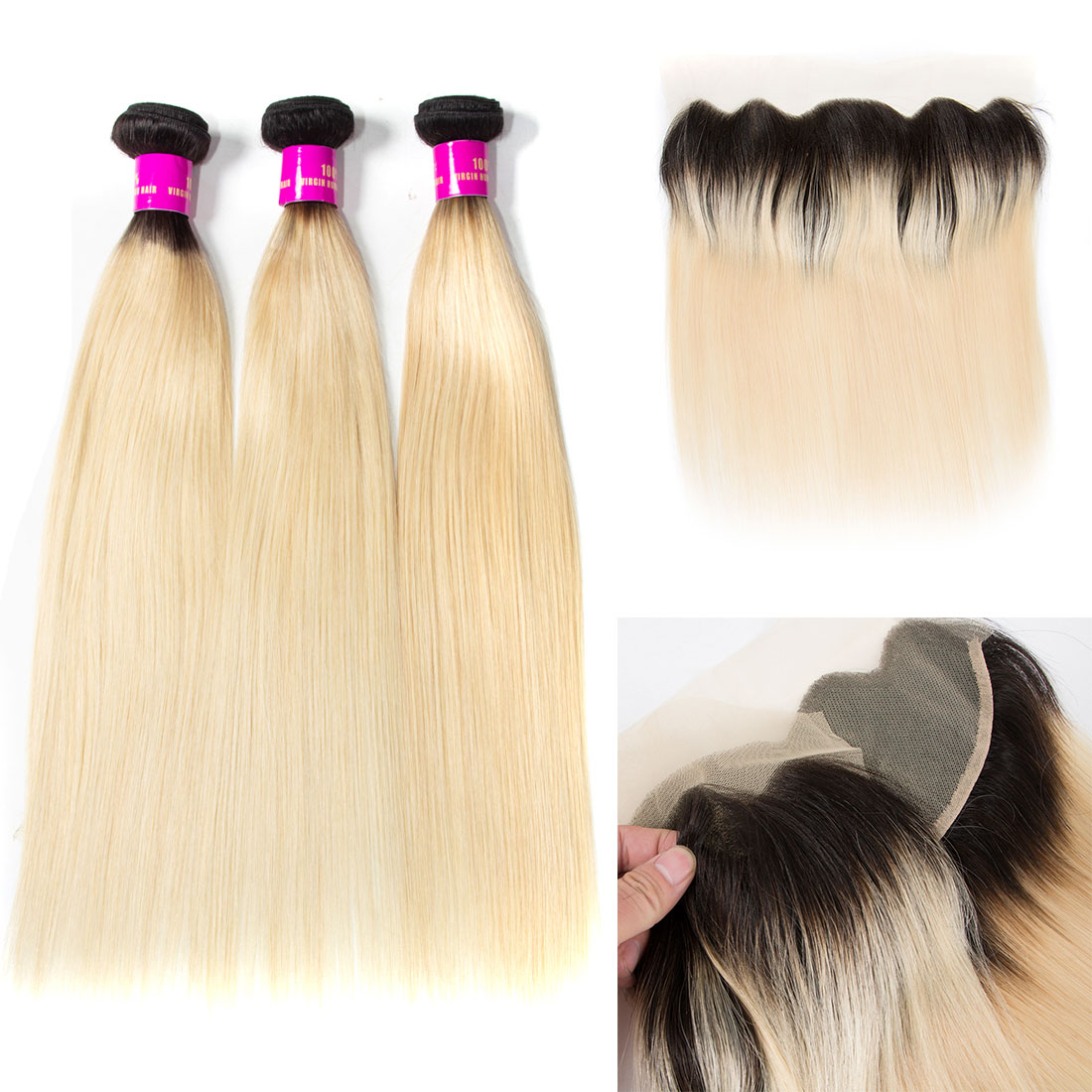 8A 10A Grade Cuticle Aligned 1B/613 Virgin Hair Blonde Straight Hair Bundles Mink Human Malaysian Hair