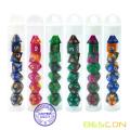 Bescon Mini Two Tone Polyhedral RPG Dice Set 10MM, Juego de dados pequeños D4-D20 en tubo, 6 nuevos colores surtidos de 42 piezas