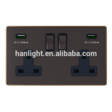 UK type 2 gang switched USB socket
