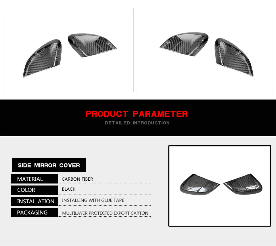 Stick-on style Dry Carbon Fiber Mirror Covers for Chevrolet Corvette C8 2020-2021