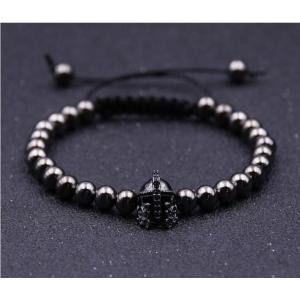 2018 Nouveau Mode Noir Chevalier Casque Hématite 6 MM Rond Perles Bracelet Pour Cadeau