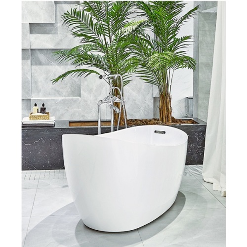 Tab mandi berkilat Oval akrilik bilik mandi putih sederhana