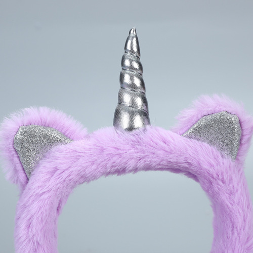 Warm Unicorn Headphones for Girls Winter Fur Ear Muffs For Women Winter Accessories Ear Cover Warmers Women Christmas Headband