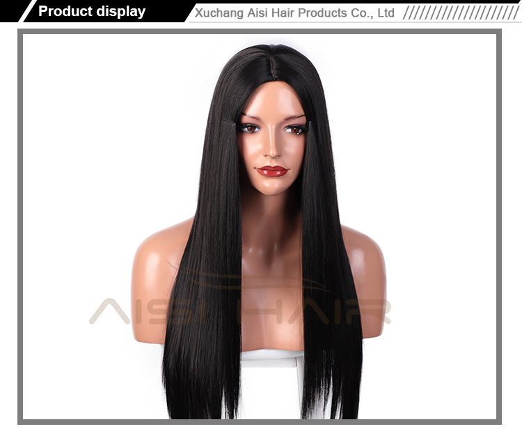 Aisi Hair Top Quality Long Silky Straight Wave Natural Black Wig Heat Resistant Synthetic Fiber Wigs For White Black Women