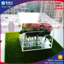 Compact high clear waterproof acrylic storage boxes durable plastic rose storage box