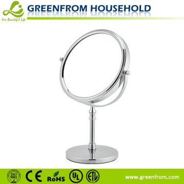 Round Tabletop Iron Chrome Plated Metal Fancy Makeup Mirror