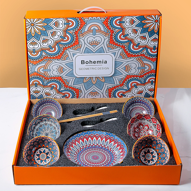 Cerâmica de tema Bohemia Conjunto de tabela com caixa de presente