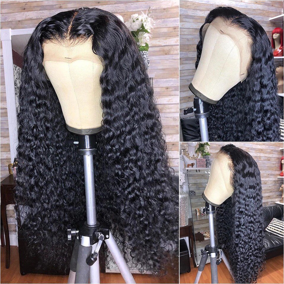 100% Human Hair Lace Front Wig Deep Wave Virgin Hair Lace Wig For Black Women Pre Pluck Lace Wig With Baby Hair