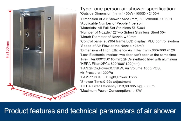 ステンレススチールクリーンルームスライディングドアエアシャワー