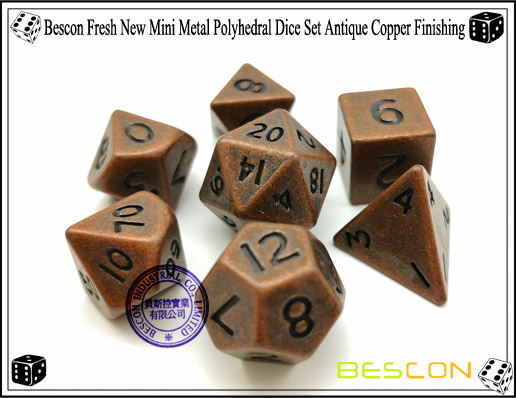 Bescon Fresh New Mini Metal Polyhedral Dice Set Antique Copper Finishing-5 Bescon Fresh New Mini Metal Polyhedral Dice Set Antique Copper Finishing-5