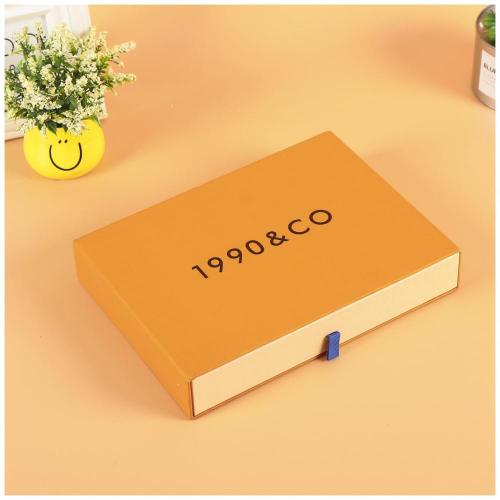 Orange Texture Paper Drawer Box med UV -logotyp
