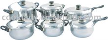 12pcs stainless steel cookware set, metal lid