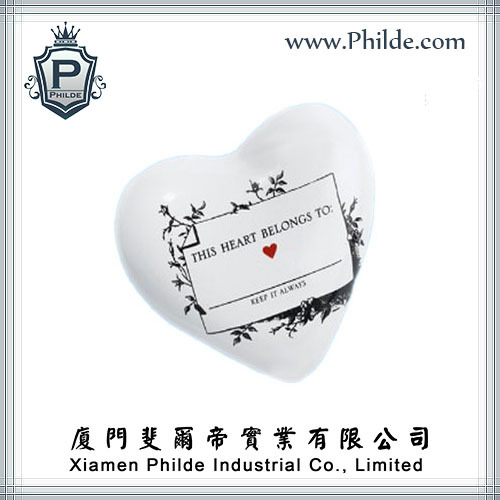 Custom White Heart-Shaped Ceramic Paperweight