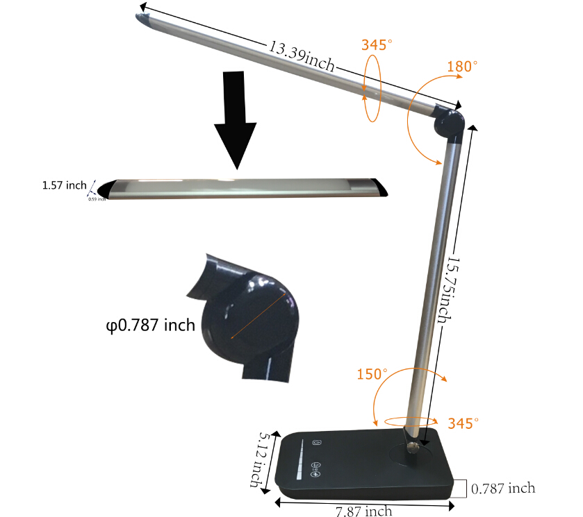 folding dimmable desk lamp