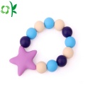 Moda cuentas redondas pulsera de silicona bebé dentición pulsera