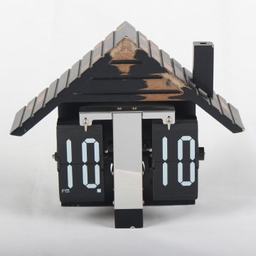 Wooden House Flip Clock for Table