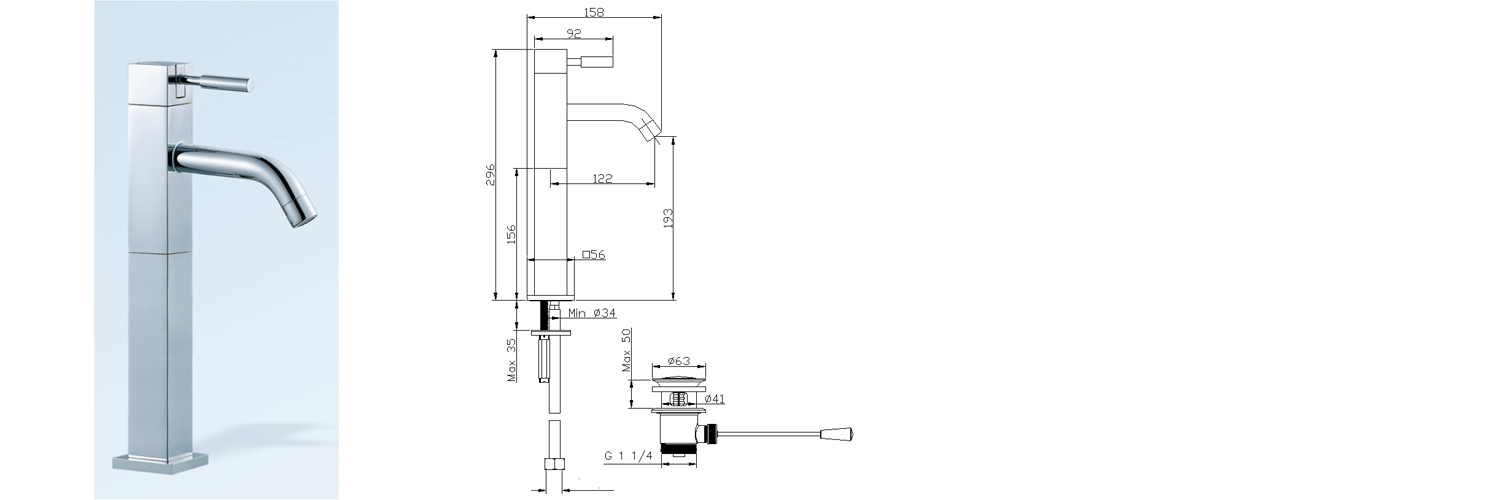 square sink mixer