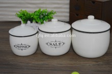 White Color Enamel Metal Canister Set Coffee Canister Tea Canister With Lid
