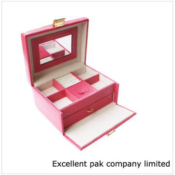 Creative Pu leahter jewelry box with mirror