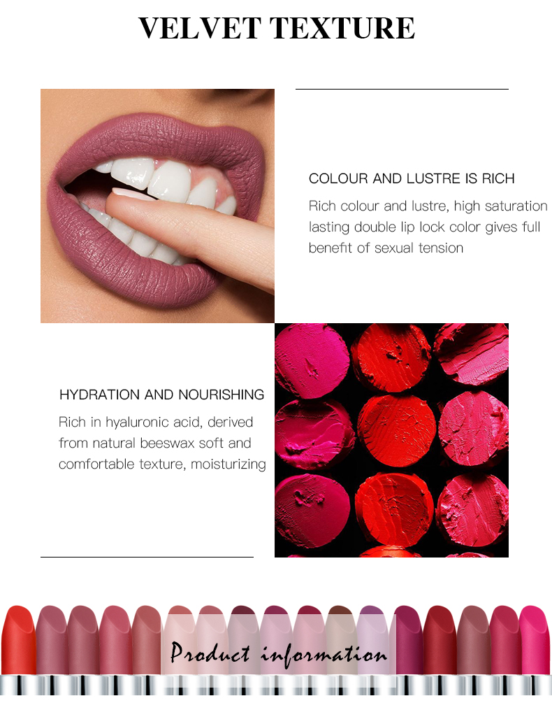 OEM Own logo 17 Colors Matte Velvet Lipstick Private Label Lipstick