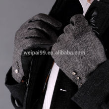Custom made men fashion black sheepskin hand leather gloves winter gloves