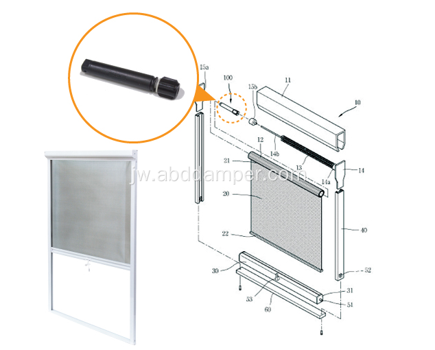 Damper Poros Damper Rotary Kanggo Window Window