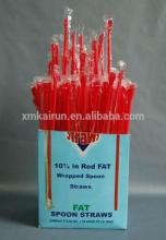 250mm individually wrapped plastic drinking straw with spoon/plastic spoon straw/spoon straw