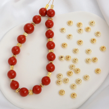 18K Gold Plated Alloy Tibetan Scripture Round Beads Jewelry Accessories