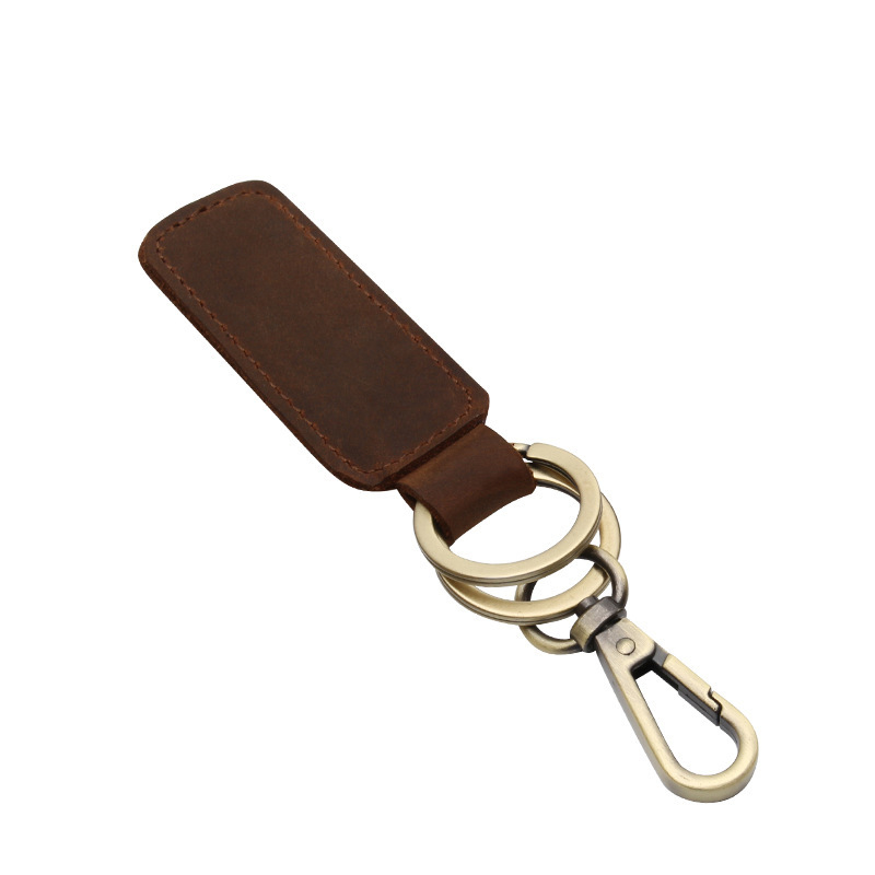 Retro Men Car Home School Key Ring PU Leather Metal Ring Solid Color PU Key Chain High Quality Customized Color Size