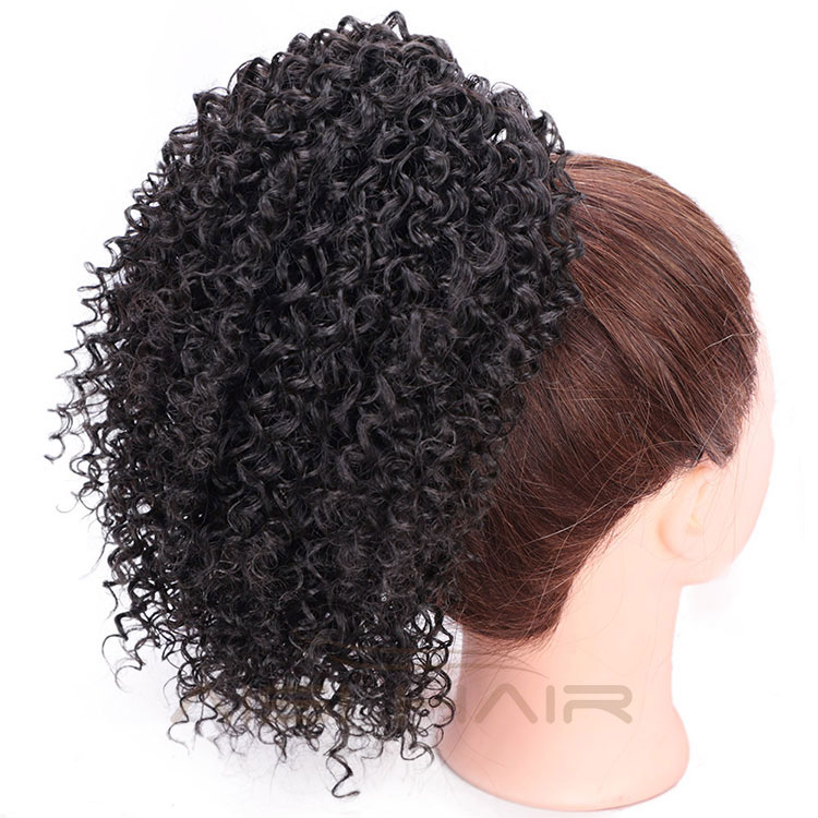 Aisi Hair African Americans Clip In Ponytail Hairpieces High Temperature Fiber Afro Kinky Clip In Hair Extensions